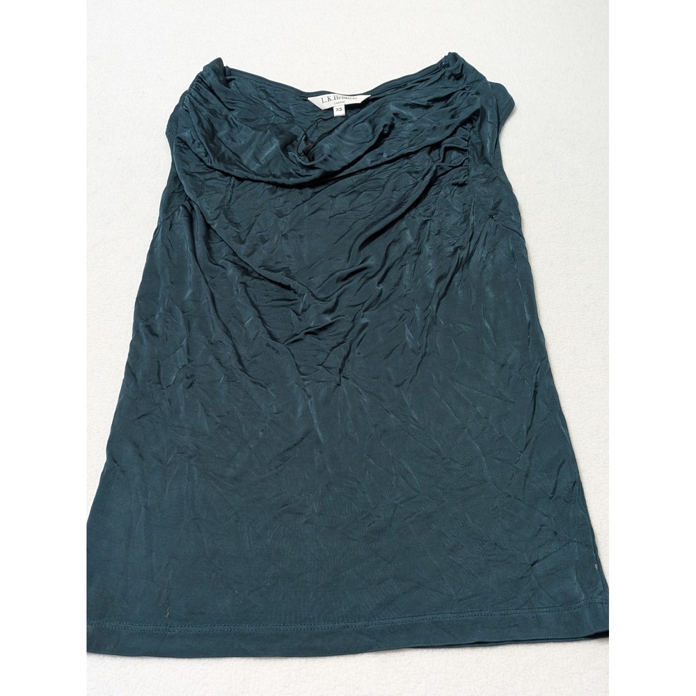 L.K. Bennett Tank Top Satin Viscoe XS Teal Blue